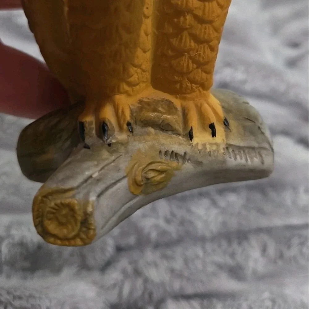 Ceramic Owl Figurine Decorative Brown and Yellow Collectible WHIMSICAL